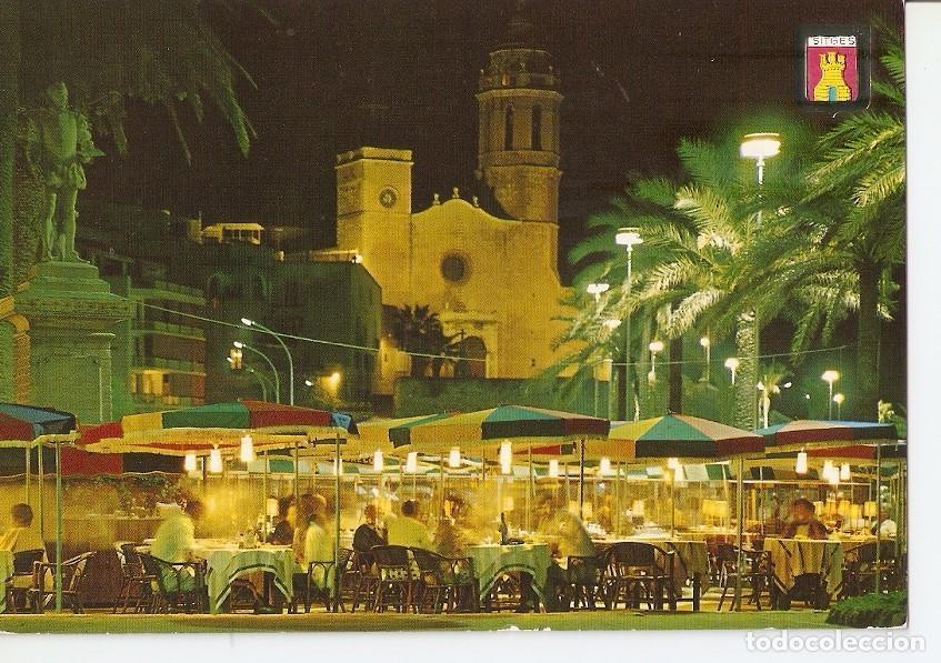 Postcards: Postal 042018 : Sitges. Playa de Oro. Vista nocturna. Monumento a El Greco - Varios