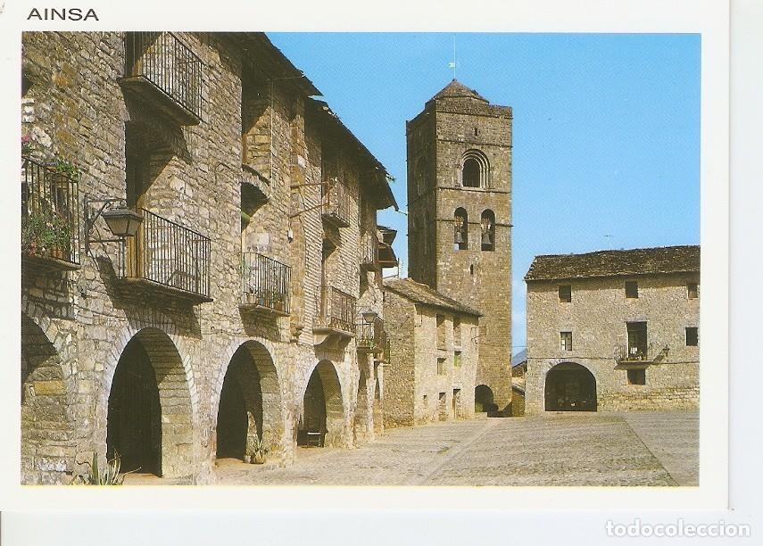 Postcards: Postal 033037 : Ainsa - Pirineo Aragones. Plaza Mayor Torre s. XII y Ayuntamiento - Varios