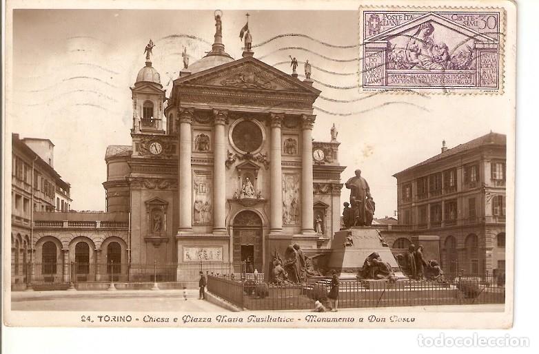 Postcards: Postal 023137 : Torino - Chiesa e Piazza Maria Rusiliatrice - monumento a Don Rosco - Varios