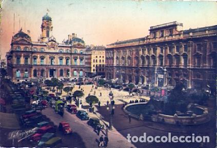 Postales: POSTAL 57749: Lyon � Place des Terreaux Hotel de Ville Palais des Arts et Fontaine Bartholdi - Vario