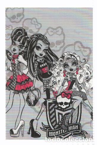 Postales: Photocards: MONSTER HIGH, Numero 102: Darculaura, Frankie Stein y Lagoona Blue (Panini 2011) - Matte