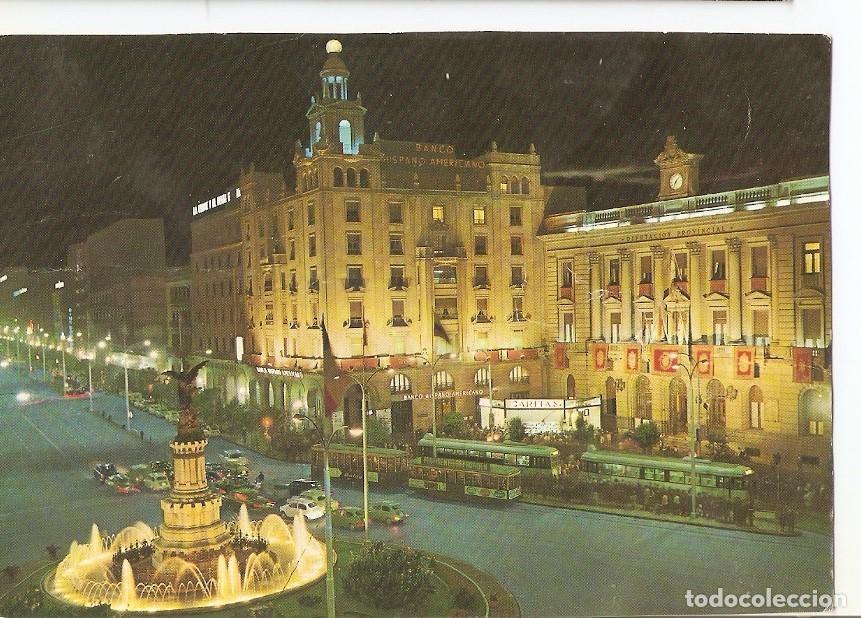 Cartoline: Postal 039908 : Zaragoza. Plaza de Espa&ntilde;a nocturna - Varios