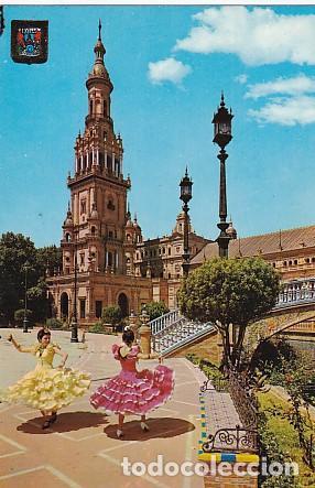 Postkarten: POSTAL 57888: Sevilla Plaza de Espa&ntilde;a Bailando sevillanas - Varios