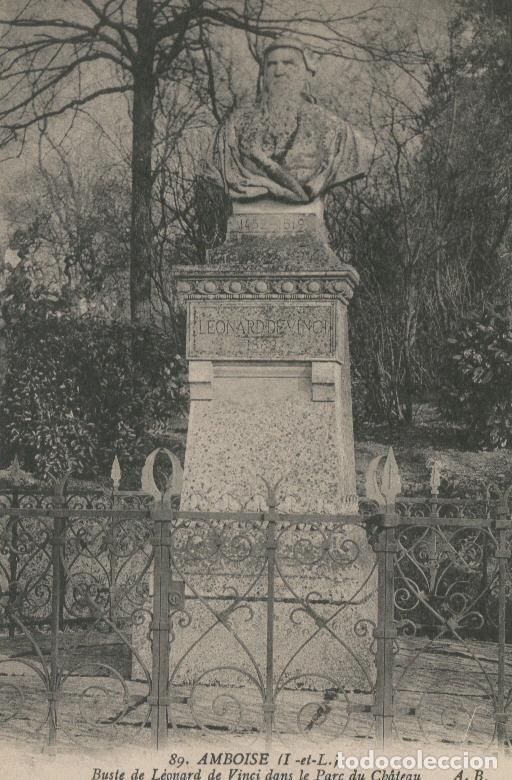 Postkarten: Postal castillos numero 013: Amboise, buste de Leonard de Vinci dans le Parc du chateau - Varios