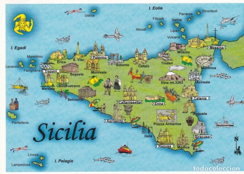 Postales: POSTAL B9009: SICILIA: DIVERSOS ASPECTOS - Varios