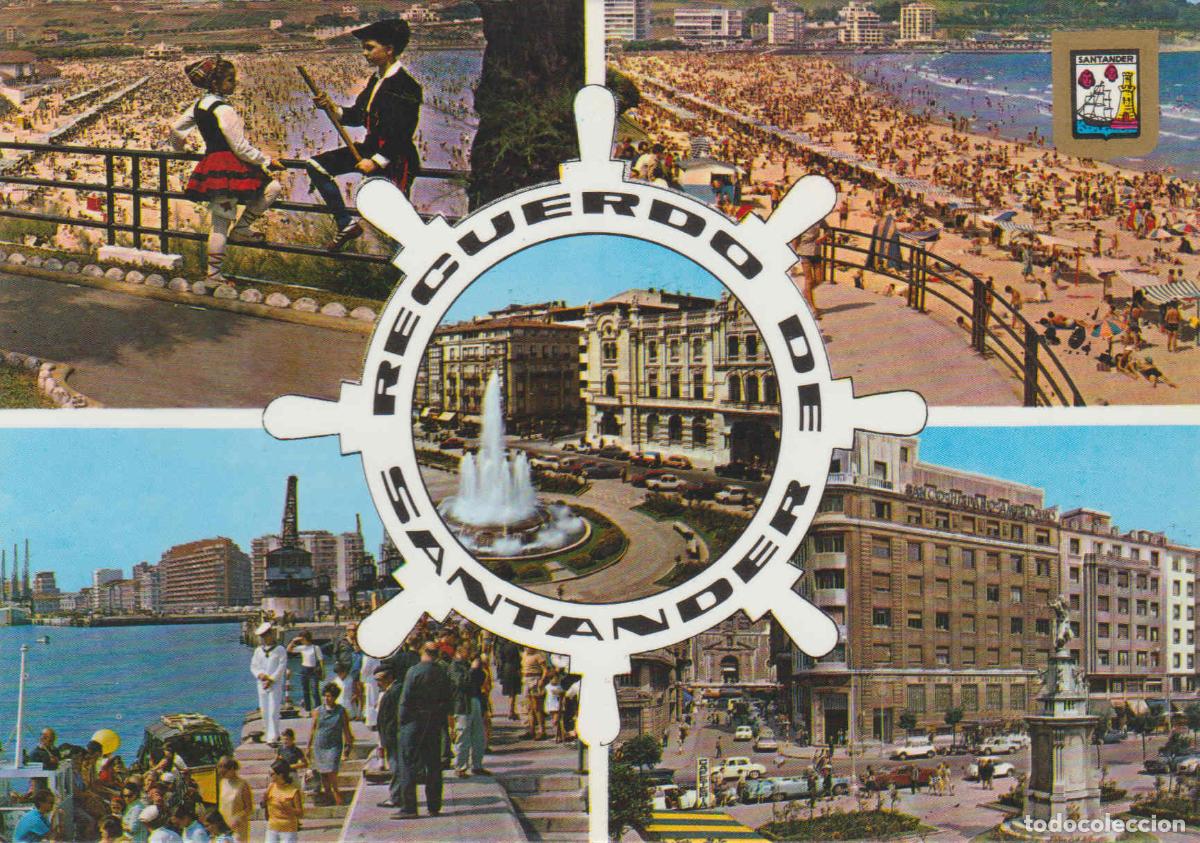 Postcards: POSTAL 62683 : Satander. Playa de casta&ntilde;eda Plaza del Generalisimovista parcial de los muelles plaza