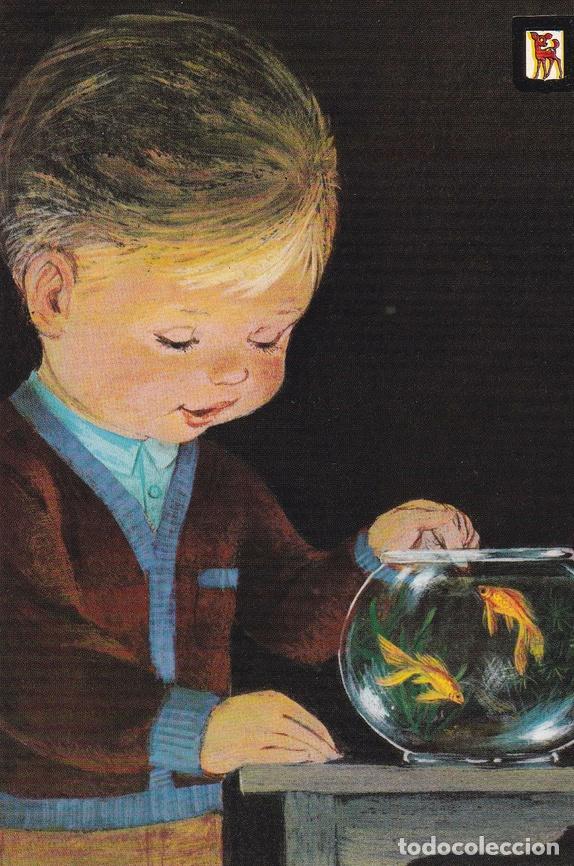 Postales: POSTAL B10663: ILUSTRACION NI&Ntilde;O Y PECERA. SERIE L. - Varios