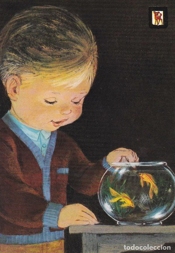Postales: POSTAL B10746: ILUSTRACION NI&Ntilde;O Y PECERA. SERIE L. - Varios