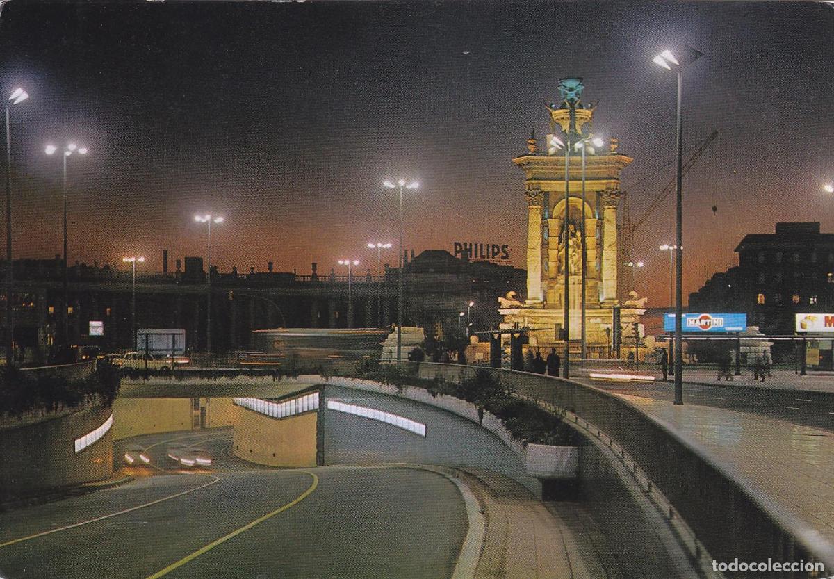 Cartoline: Postal 60913: Vision nocturna plaza Espa&ntilde;a (Barcelona) - Varios