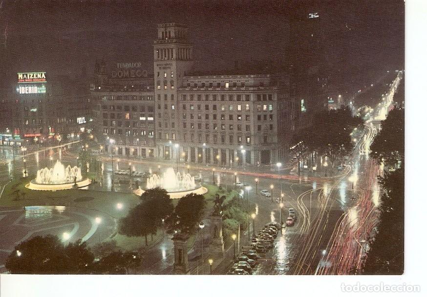 Postcards: Postal 042292 : Barcelona. Plaza de Catalu&ntilde;a de noche - Varios