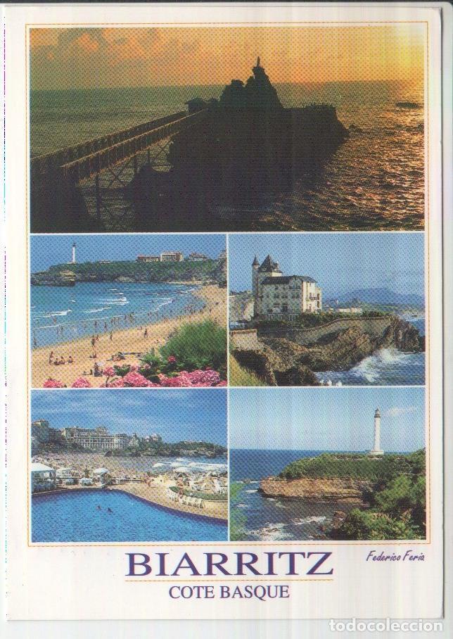 Postkarten: Postal JC0267: Biarritz. Cote Basque. Le Rocher de la Vierge, La Grande Plage, La Villa Belza, La pi