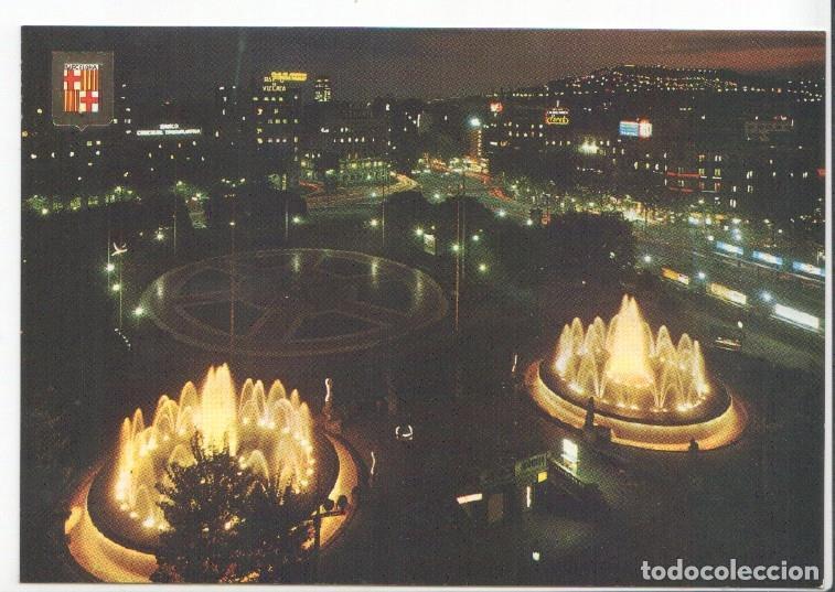 Postales: Postal JC0530: Barcelona. Plaza de Catalu&ntilde;a (Pla&ccedil;a de Catalunya), vista nocturna - NULL