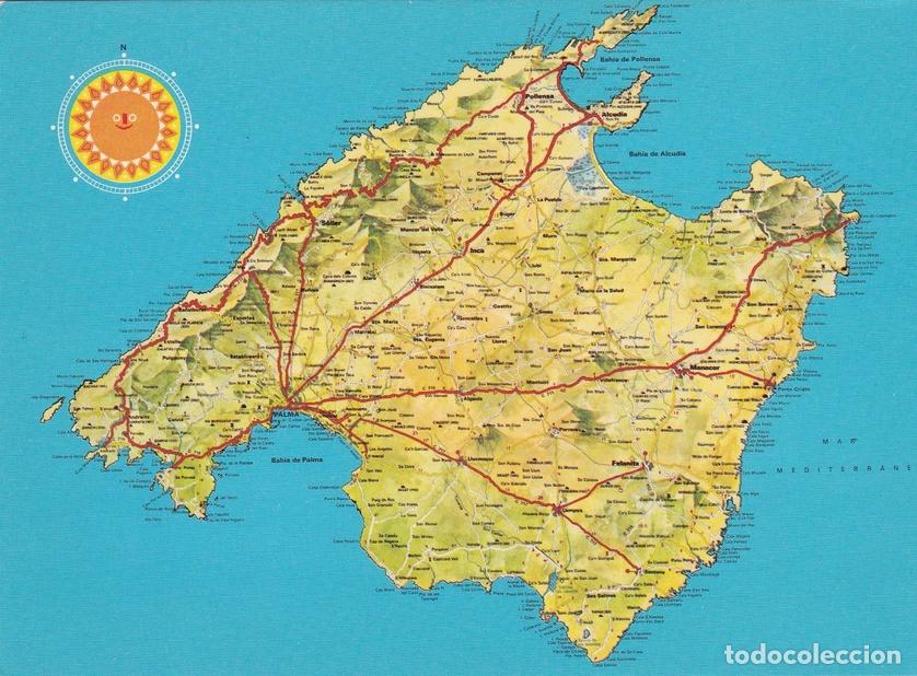 Postales: POSTAL B7604: MALLORCA: MAPA DE LA ISLA - Varios - Foto 1