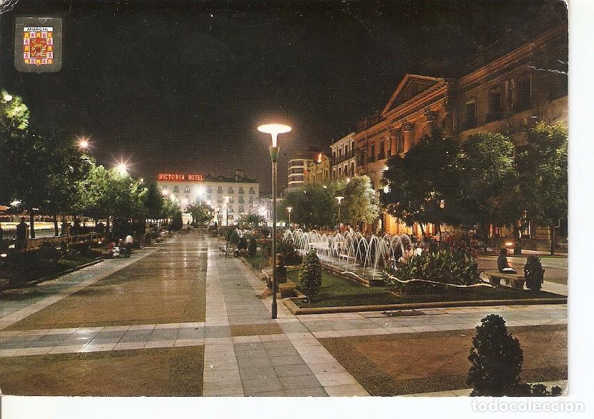 Postcards: Postal 023664 : Glorieta de Espa&ntilde;a vista nocturna. Murcia - Varios