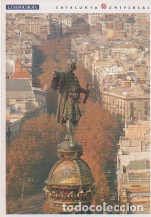 Postkarten: Postal E01619: Monumento a Col&oacute;n y las Ramblas, Barcelona - Jos&eacute; M&ordf; Alguersuari