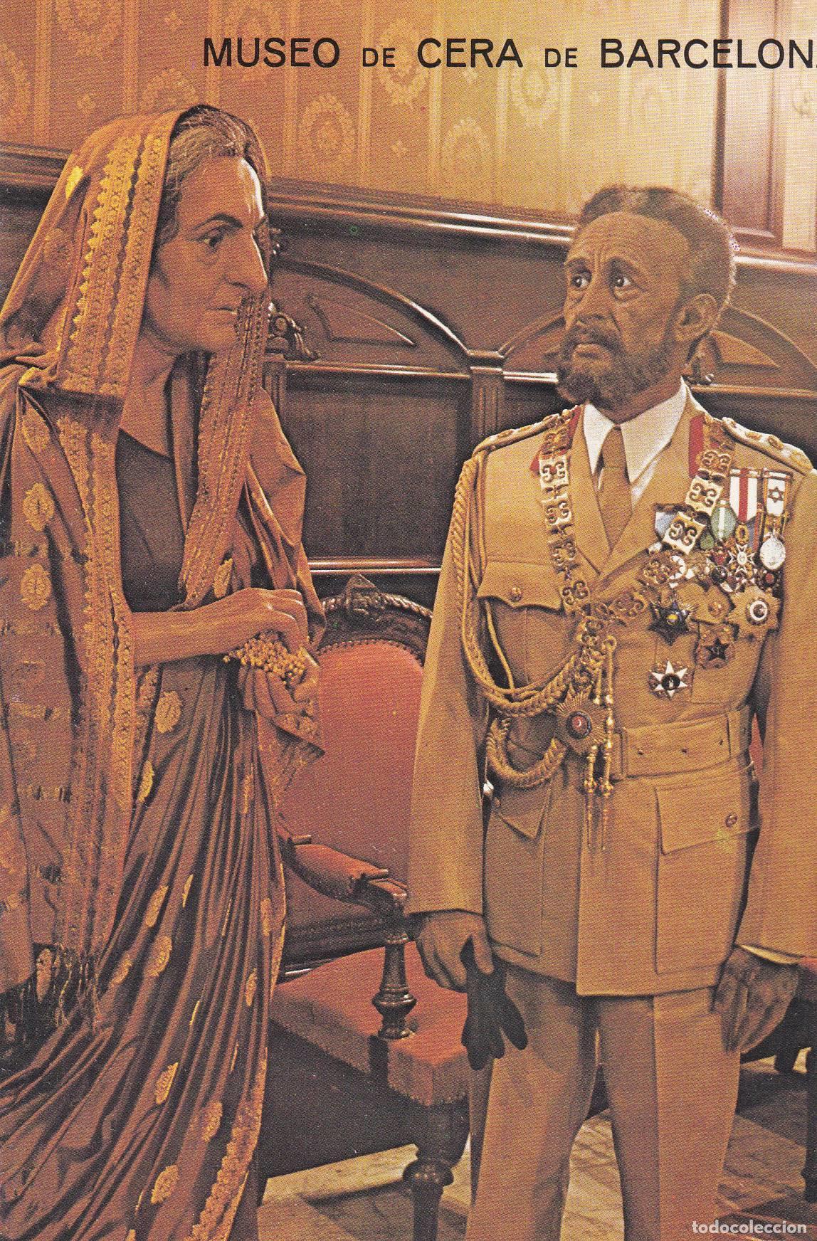 Postkarten: POSTAL B9105: MUSEO DE CERA BARCELONA: INDIRA GHANDI Y EL NEGUS - Varios