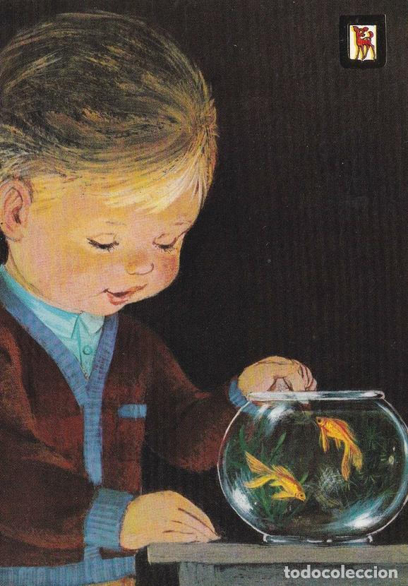 Postales: POSTAL B10769: ILUSTRACION NI&Ntilde;O Y PECERA. SERIE L. - Varios