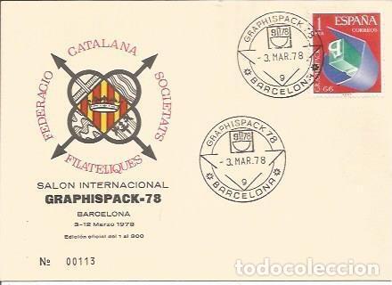 Cartoline: TARJETA FILATELICA 0081: GRAPHISPACK-78. Barcelona. Numero de serie: 00113 - NULL