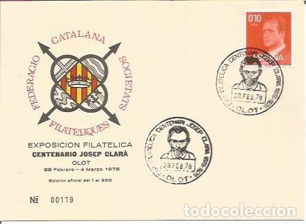 Postais: TARJETA FILATELICA 0080: Exposicion Filatelica. Centenario Josep Clara. Olot. Numero de serie: 00119