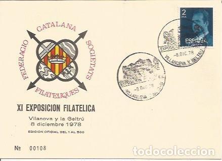 Postkarten: TARJETA FILATELICA 0098: XI Exposicion Filatelica. Vilanova i la Geltru. Numero de seri: 00108 - NUL