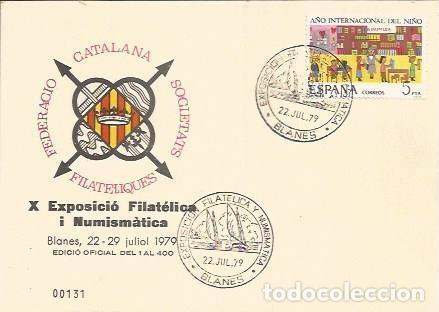 Postcards: TARJETA FILATELICA 0115: X Exposicion Filatelica i Numismatica. Blanes. Numero de serie: 00131 - NUL