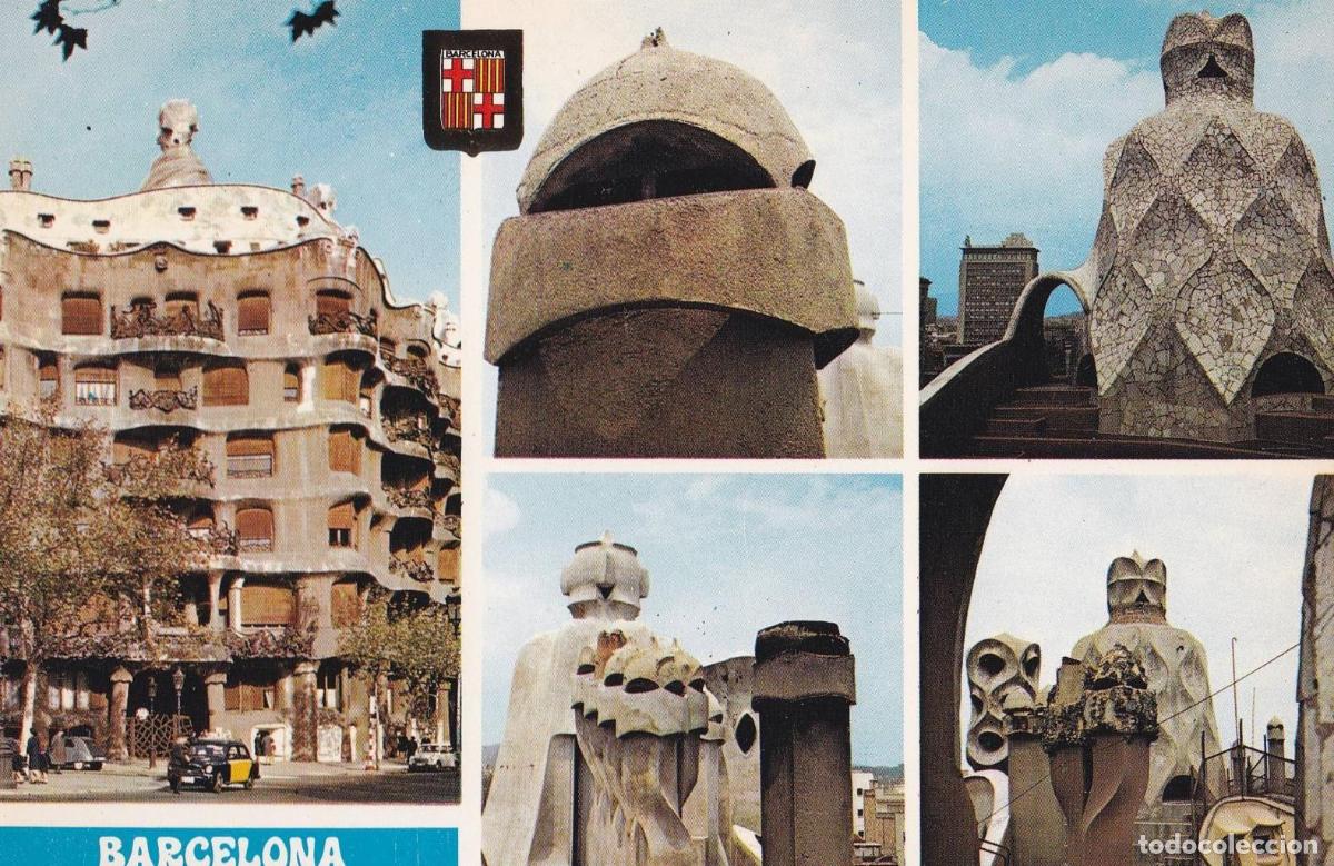 Postkarten: POSTAL B12374: BARCELONA. Casa Mila vistas diversas - NULL