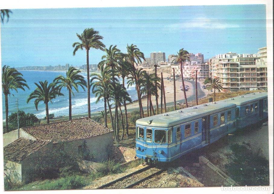 Postais: Postal JC0292: Tren pasando por Campello (Alicante). Playa Muchavista - Varios