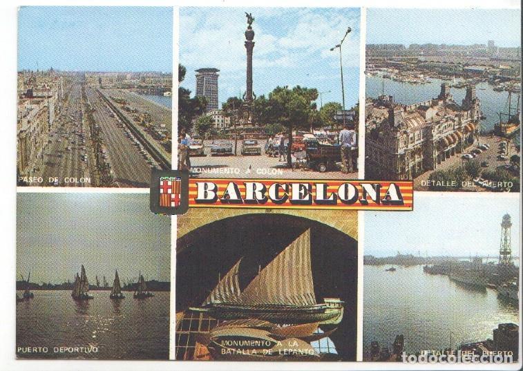Postales: Postal JC0506: Barcelona. Puerto, diversos aspectos (Puerto deportivo, monumento a Colon, Monumento
