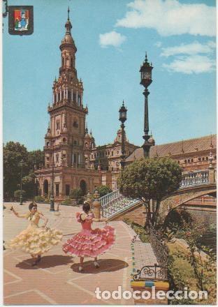 Postkarten: Postal E00906: Sevillanas, Plaza Espa&ntilde;a, Sevilla - Varios