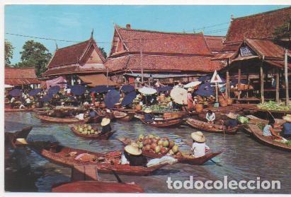 Postais: Postal E02067: Mercado flotante, Bangkok, Tailandia - Varios