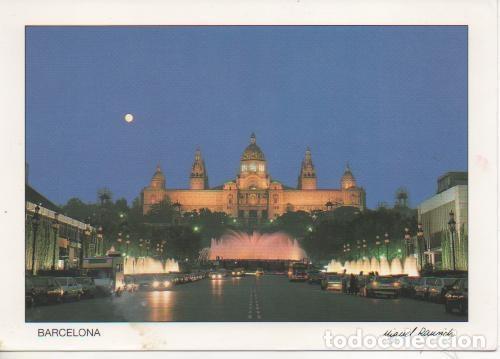 Cartoline: Postal E03844: Palacio Nacional por la Noche, Barcelona - Varios