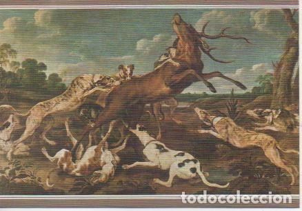 Postales: Postal E02736: Ciervo acosado por la Jaur&iacute;a, Paul de Vos, Museo del Prado - Varios