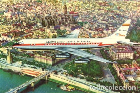 Postkarten: POSTAL PV01231: Avion de Iberia sobrevolando Sevilla - NULL