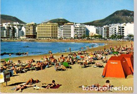Postais: POSTAL PV00729: Ba&ntilde;istas en la playa de Las Canteras en Las Palmas - NULL