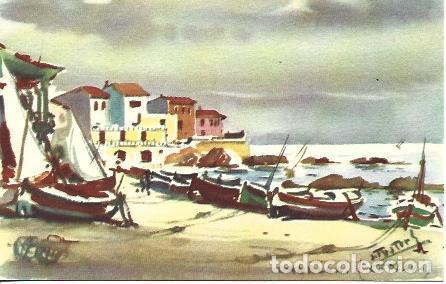 Cartoline: POSTAL A2572: Playa de Calella, por Ramon Reig