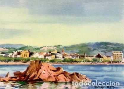 Cartoline: POSTAL PV02497: Vista general de San Feliu de Guixols por Ramon Reig