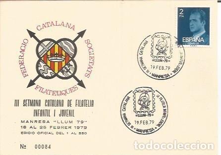 Postais: TARJETA FILATELICA 0102: III Setmana Catalana de Filatelia Infantil i Juvenil. Manresa. Numero de se