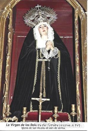 Postales: POSTAL A1205: La Virgen de los Dolores. Iglesia de San Nicolas de Bari de Sevilla - NULL