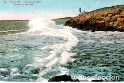 Postales: POSTAL PV03477: Golpe de mar en Sitges - Foto 1