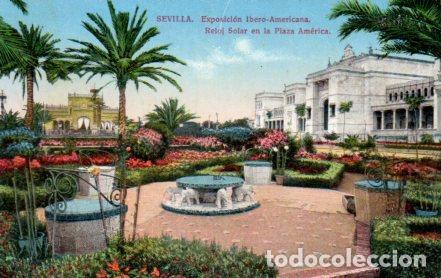 Postcards: POSTAL PV03591: Sevilla. Exposicion Ibero Americana, reloj solar en la Plaza America - NULL