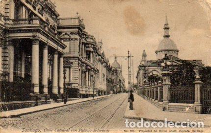 Postales: POSTAL PV03974: Calle Catedral con Palacio Edwards en Santiago de Chile