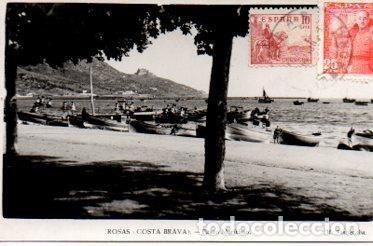 Postales: POSTAL PV04719: Paseo Maritimo con barcas en Rosas - Foto 1
