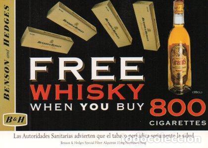 Postales: POSTAL PV05013: Publicidad Benson and Hedges Free Whisky