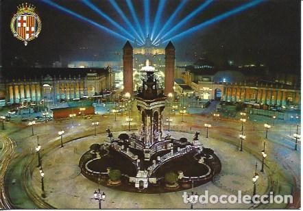 Postales: POSTAL A3971: Vista nocturna de la Plaza Espa&ntilde;a de Barcelona - NULL