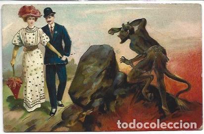 Postales: POSTAL A3439: Pareja con diablo - Foto 1