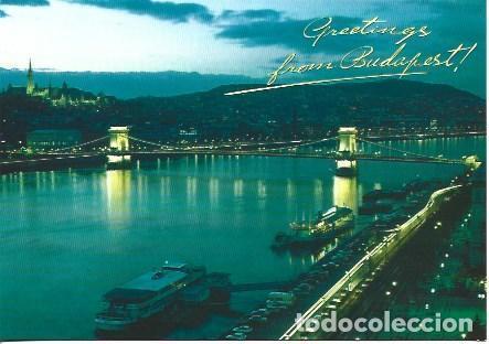 Postales: POSTAL A4956: Vista nocturna de Budapest - Foto 1