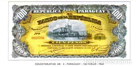 Postkarten: POSTAL PV07355: Colectarjetas AB 4 - Paraguay 100 pesos 1909 - NULL