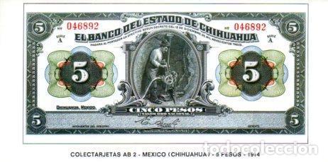 Postkarten: POSTAL PV07353: Colectarjetas AB 2 - Mexico (Chihuahua) 5 pesos 1914 - NULL