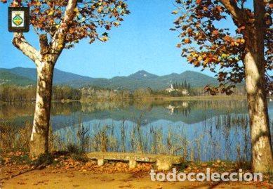 Postais: POSTAL PV07614: Estany y vista parcial amb l'esglesia Romanica de Porqueras, Banyoles - NULL