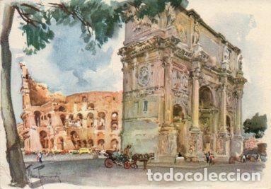Postkarten: POSTAL PV07627: Colosseo e Arco di Costantino, Roma. Acquarello di Aldo Raimondi - NULL